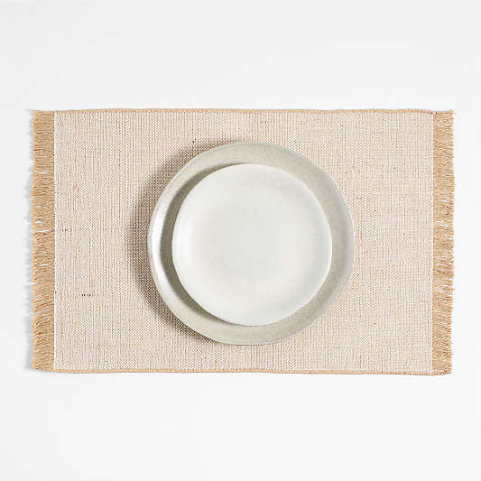 Jute and Organic Cotton Woven Placemat with Fringe Natural by Gaby Dalkin