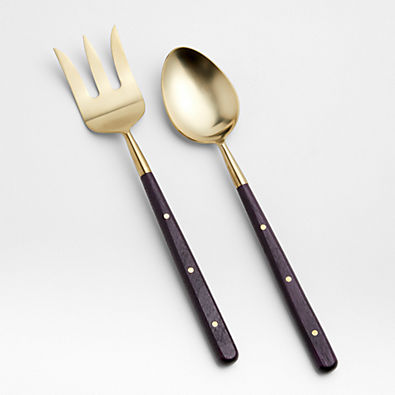 View Wood & Antiqued Bronze Serving Utensils by Gaby Dalkin details