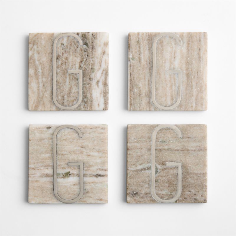 Tuscan Kitchen Marble "G" Monogram Coasters, Set of 4 - image 3 of 4