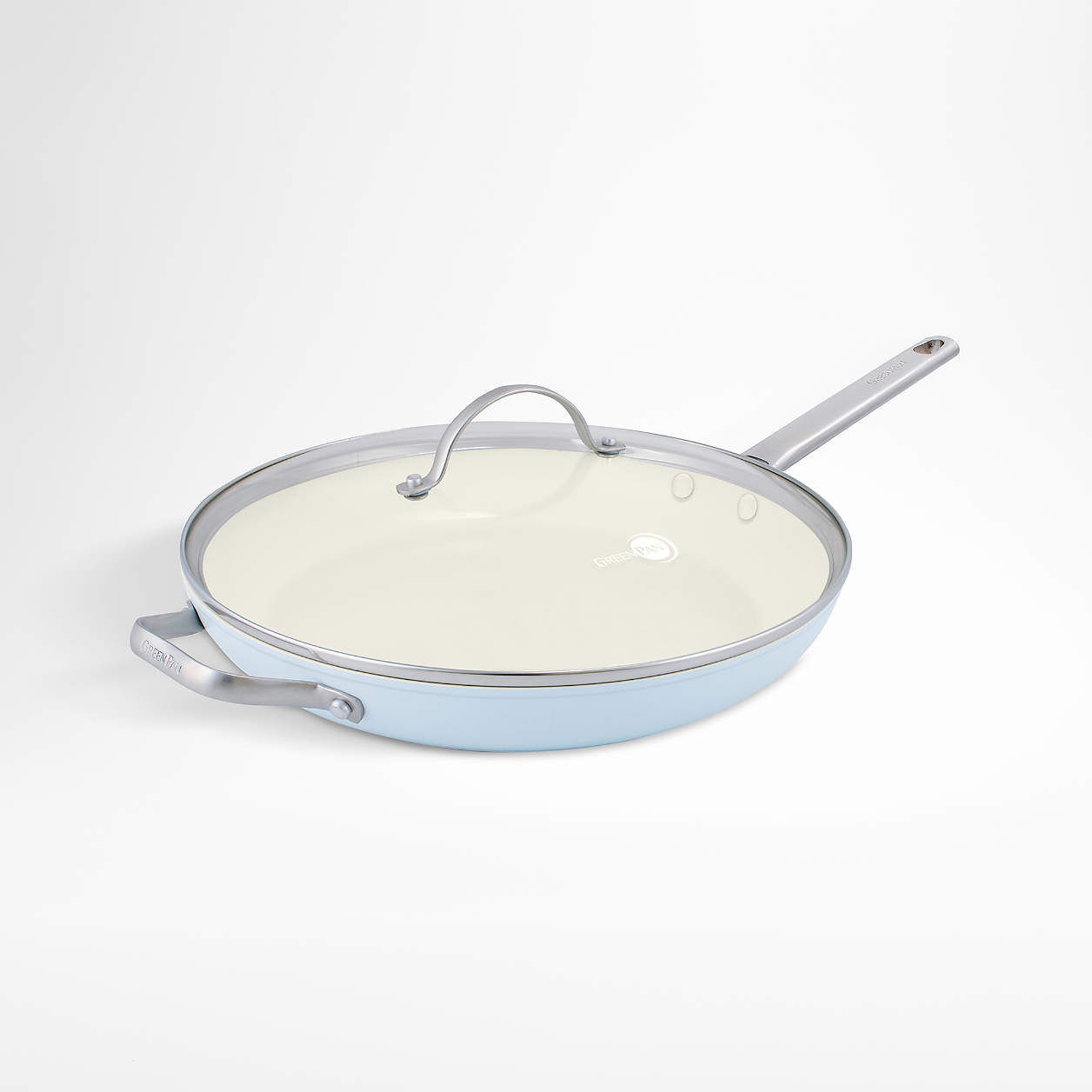 GreenPan Padova Light Blue 12" Ceramic NonStick Frying Pan with Lid
