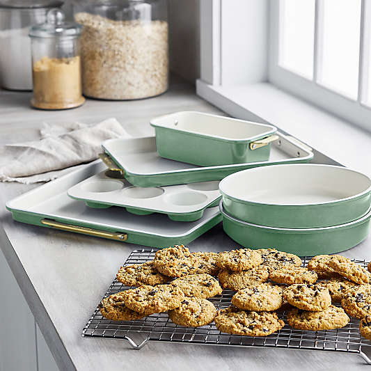 GreenPan Reserve Healthy Ceramic Nonstick Bakeware 7-Piece Set in Sage Green