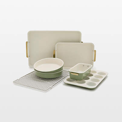 GreenPan Reserve Healthy Ceramic Nonstick Bakeware 7-Piece Set in Sage Green