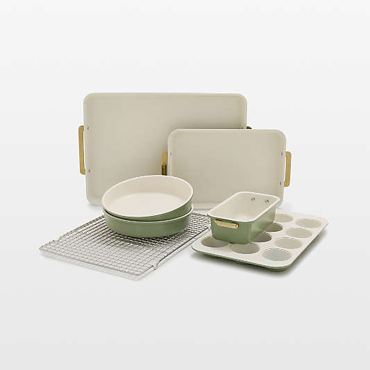 GreenPan Reserve Healthy Ceramic Nonstick Bakeware 7-Piece Set in Sage Green