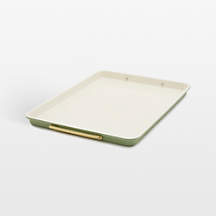 GreenPan Reserve Healthy Ceramic Nonstick Bakeware Half Sheet Pan in Sage Green + Reviews | Crate & Barrel