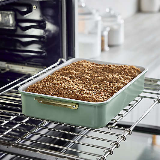 GreenPan Reserve Healthy Ceramic Nonstick Bakeware Rectangular Cake Pan in Sage Green