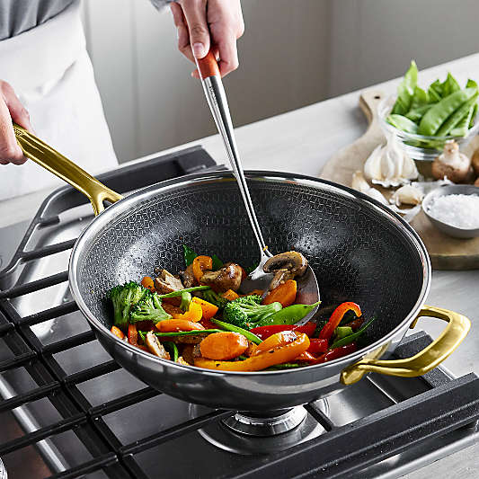 GreenPanâ„¢ Spectra Gold Thermabond Hybrid Ceramic Nonstick 12" Covered Wok