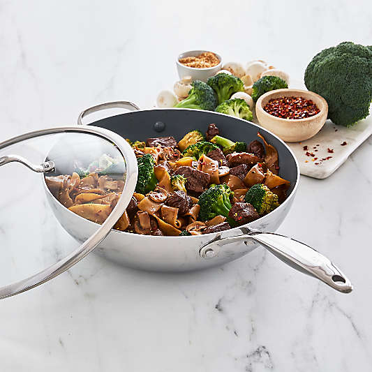 GreenPan ™ Valencia Pro Stainless Steel 12" Wok with Lid & Helper Handle