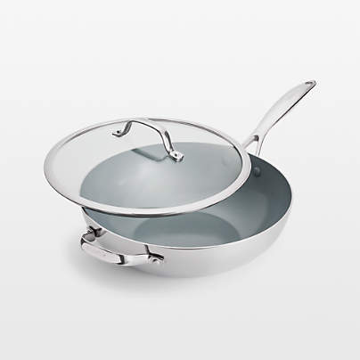 GreenPan ™ Valencia Pro Stainless Steel 12" Wok with Lid & Helper Handle