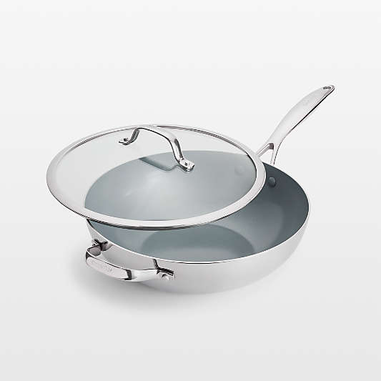 GreenPan ™ Valencia Pro Stainless Steel 12" Wok with Lid & Helper Handle