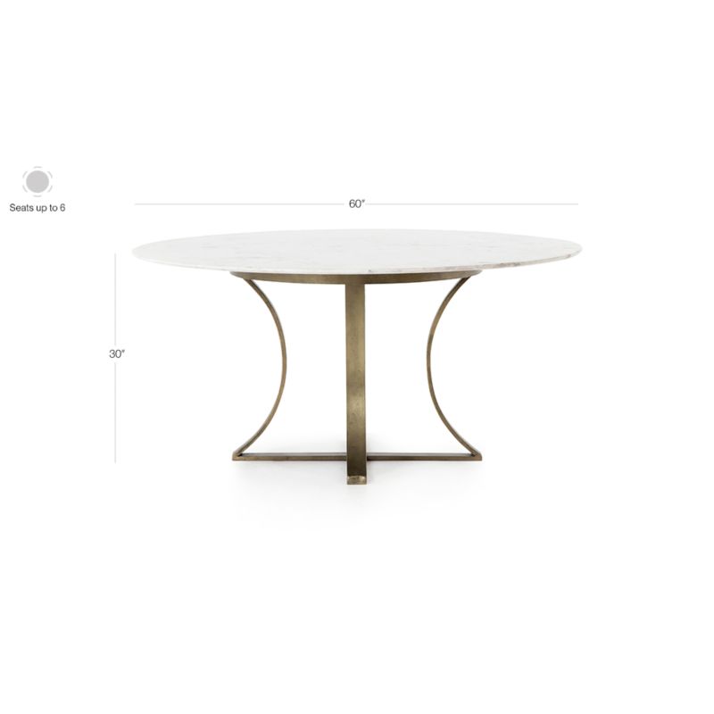 Damen 60" White Marble Top Dining Table