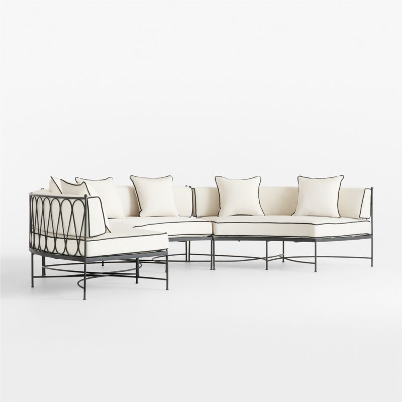 Galleria 216" Metal Outdoor Curved Sofa with Cushions - image 7 of 12