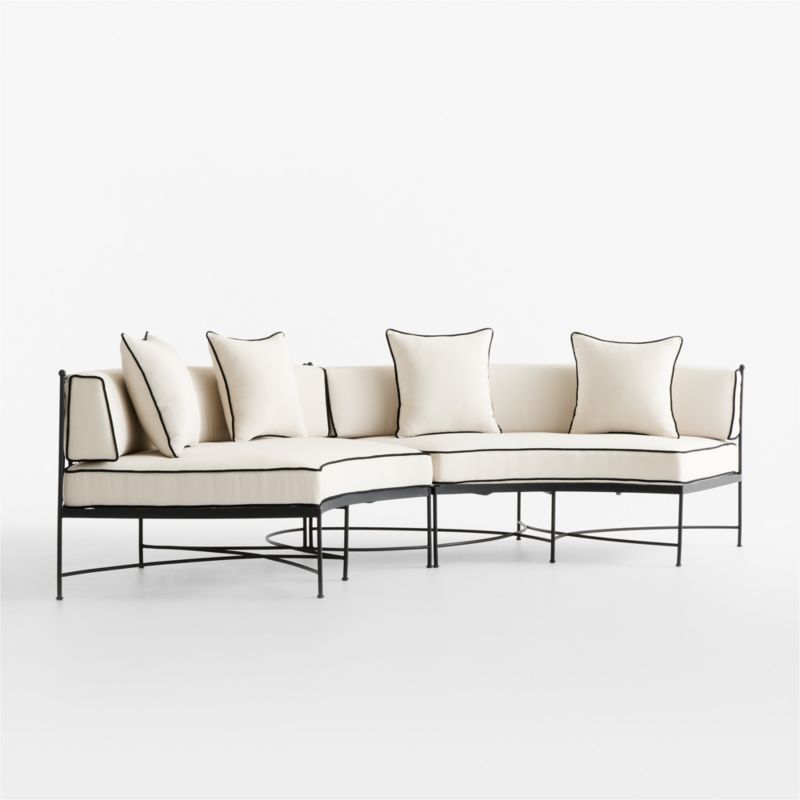 Galleria 144" Metal Outdoor Curved Sofa with Cushions - image 6 of 10