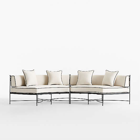 Galleria 144" Metal Outdoor Curved Sofa with Cushions