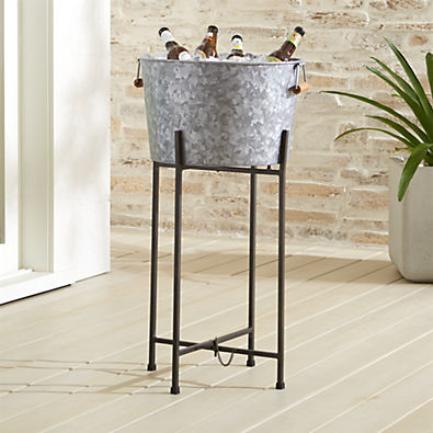 View Galvanized Beverage Tub with Black Stand details