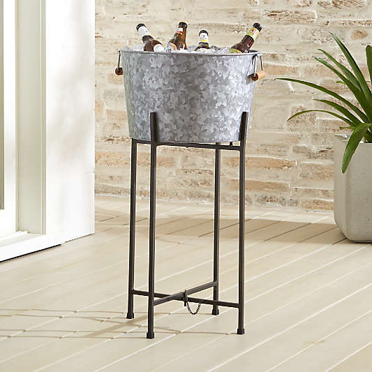 Galvanized Beverage Tub with Black Stand