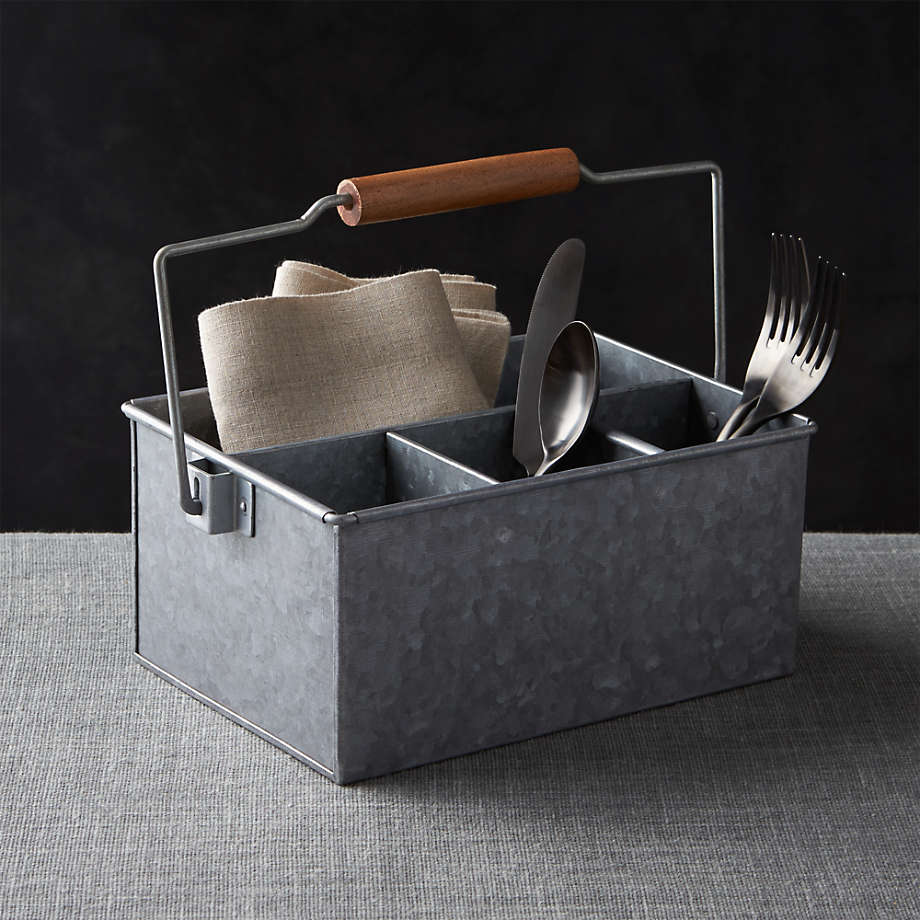 Galvanized Flatware Caddy + Reviews Crate & Barrel