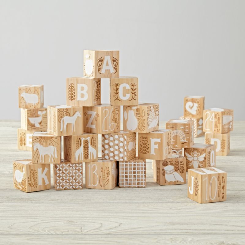 Etched Educational Keepsake Wooden Baby Blocks + Reviews | Crate & Kids