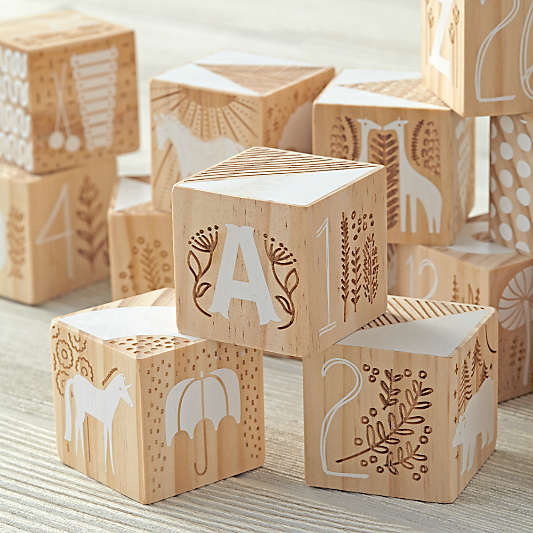 Etched Wooden Baby Blocks