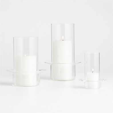 View Gara Clear Glass Hurricane Candle Holders, Set of 3 details