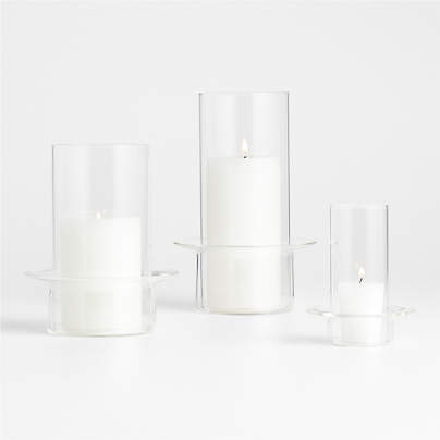 Gara Clear Glass Hurricane Candle Holders, Set of 3