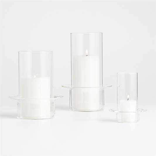 Gara Clear Glass Hurricane Candle Holders, Set of 3