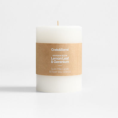 View Garden Glow Lemon Leaf and Geranium Scented Indoor/Outdoor Bug Repellent Pillar Candle 3"x4" details