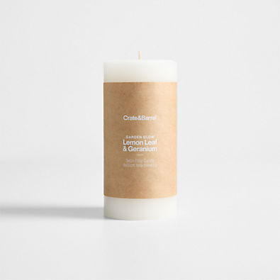View Garden Glow Lemon Leaf and Geranium Scented Indoor/Outdoor Bug Repellent Pillar Candle 3"x6" details