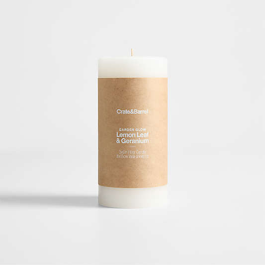 Garden Glow Lemon Leaf and Geranium Scented Indoor/Outdoor Bug Repellent Pillar Candle 3"x6"