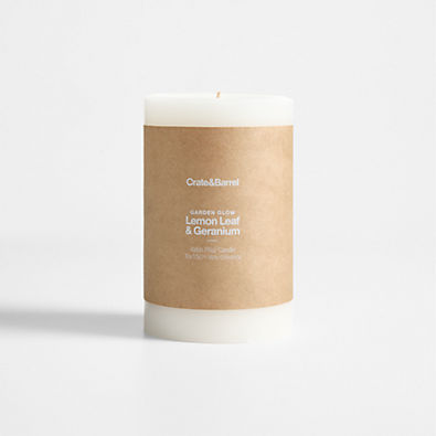 View Garden Glow Lemon Leaf and Geranium Scented Indoor/Outdoor Bug Repellent Pillar Candle 4"x6" details