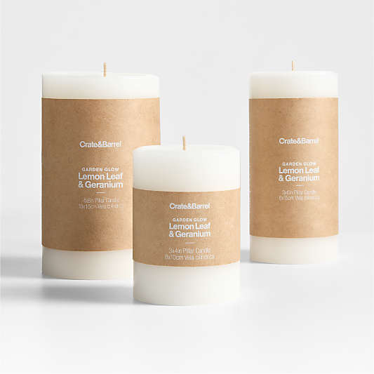 Garden Glow Lemon Leaf and Geranium Scented Indoor/Outdoor Bug Repellent Pillar Candle 3"x4"