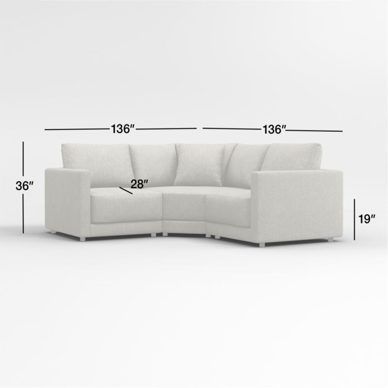 View Gather Deep 3-Piece L-Shaped Small Space Sectional Sofa - image 3 of 17