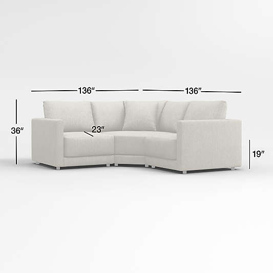 Gather Deep 3-Piece L-Shaped Small Space Sectional Sofa