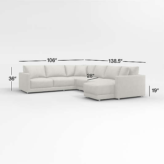 Gather Deep 3-Piece L-Shaped Sectional Sofa with Right-Arm Chaise