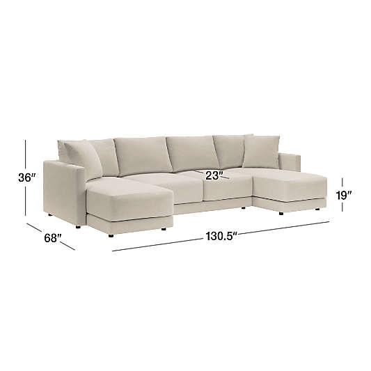 Gather Deep 3-Piece Double Chaise Sectional Sofa