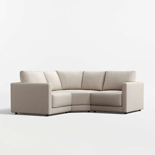 Gather Deep 3-Piece L-Shaped Small Space Wedge Sectional Sofa