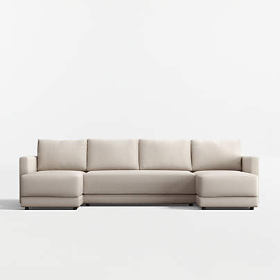 Gather Deep 3-Piece U-Shaped Bench Sectional Sofa with Double Chaise Lounge