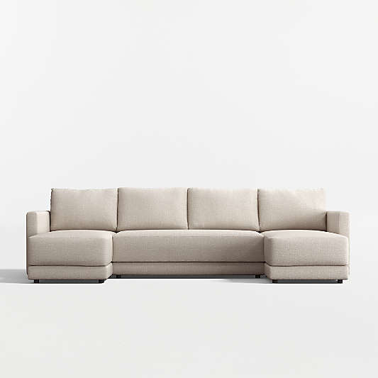 Gather Deep 3-Piece U-Shaped Bench Sectional Sofa with Double Chaise Lounge