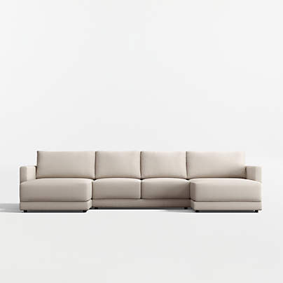 Gather Deep 3-Piece U-Shaped Sectional Sofa with Double Extra Wide Chaise Lounge