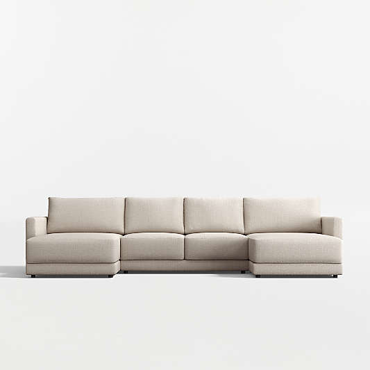 Gather Deep 3-Piece U-Shaped Sectional Sofa with Double Extra Wide Chaise Lounge