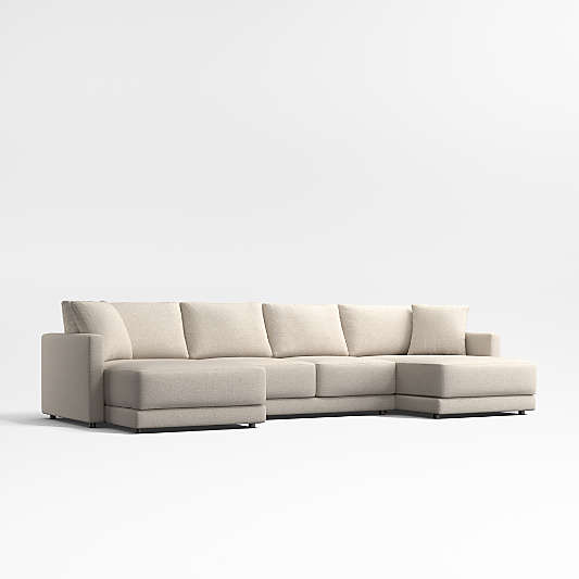 Gather Deep 3-Piece Wide Double Chaise Sectional Sofa