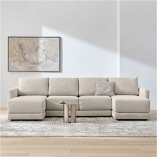 Gather Deep 3-Piece U-Shaped Sectional Sofa with Double Chaise Lounge