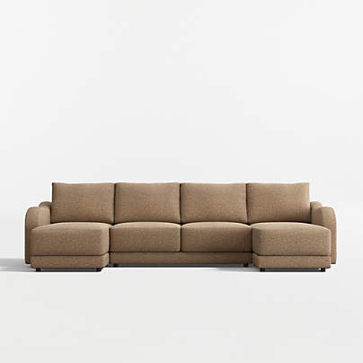 Gather Deep 3-Piece U-Shaped Slope Arm Sectional Sofa with Double Chaise Lounge