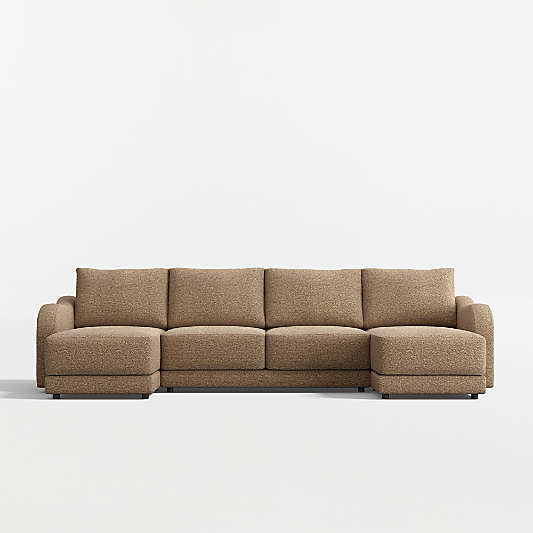 Gather Deep 3-Piece U-Shaped Slope Arm Sectional Sofa with Double Chaise Lounge