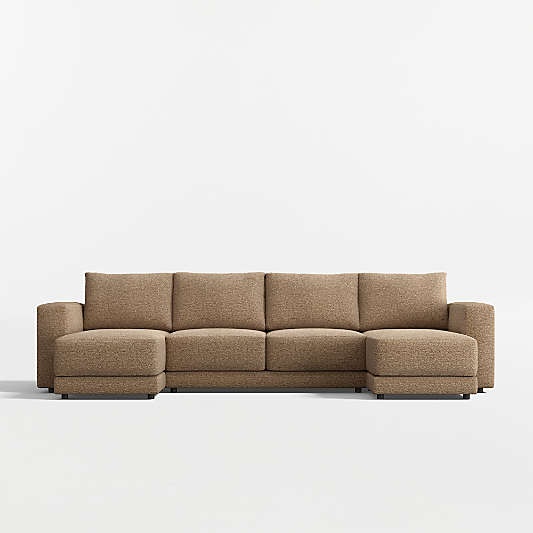 Gather Deep 3-Piece U-Shaped Wide Arm Sectional Sofa with Double Chaise Lounge