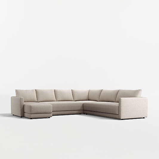 Gather Deep 4-Piece L-Shaped Bench Sectional Sofa with Chaise Lounge