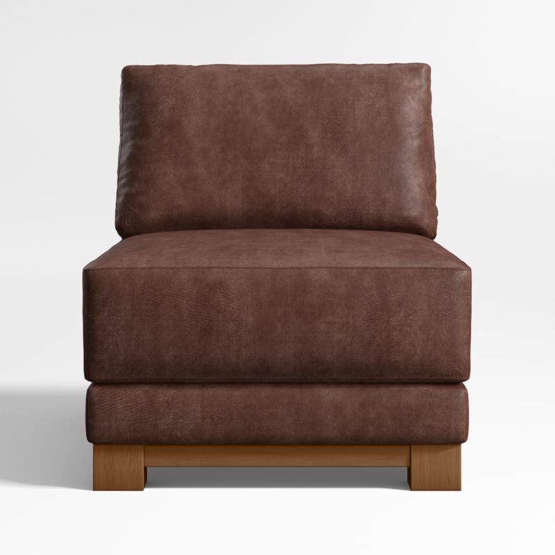 Gather Deep Wood Base Leather Armless Chair - image 0 of 3