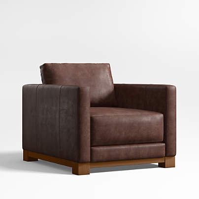 Gather Deep Wood Base 37" Leather Chair