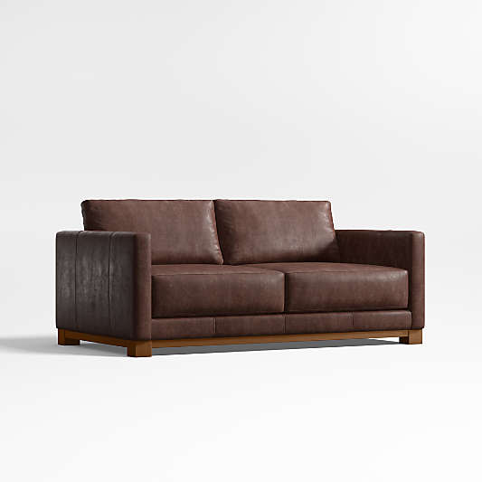 Gather Deep Wood Base 77" Leather Apartment Sofa