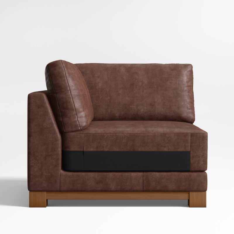 Gather Deep Wood Base Leather Corner Sectional Piece - image 0 of 3