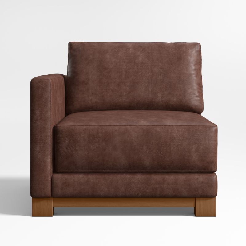 Gather Deep Wood Base Leather Left-Arm Chair - image 0 of 3